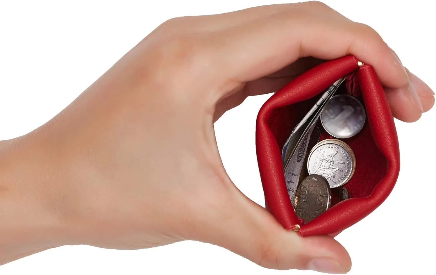 Travelambo Leather Squeeze Coin Purse Pouch Change Holder For Men & Women 2 pcs set