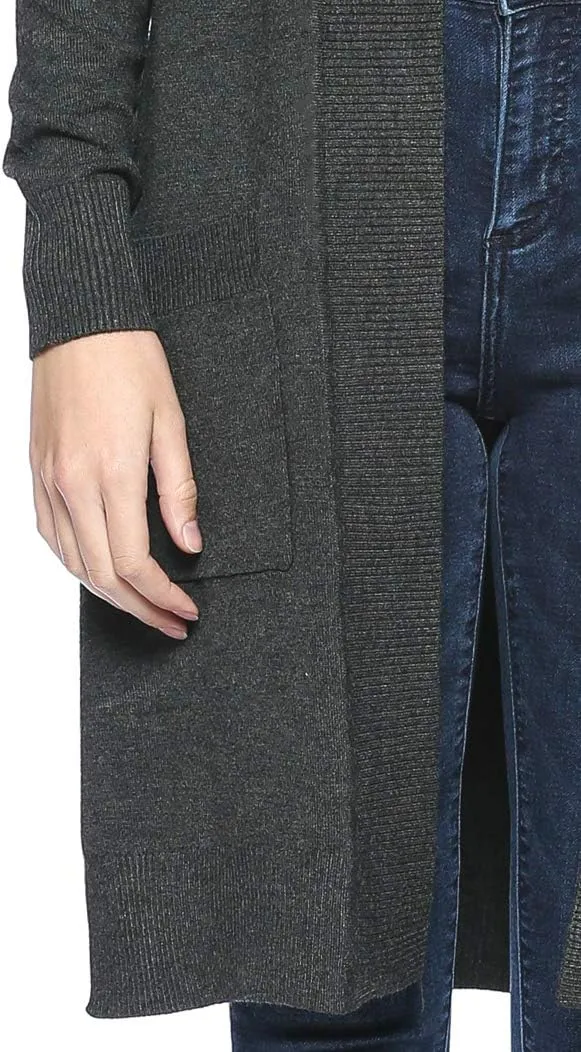 Urban Look Women's Long Sleeve Classic Open Front Knit Long Cardigan