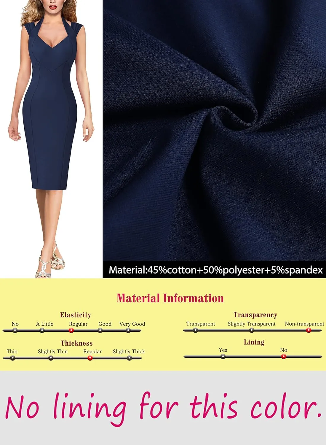 VFSHOW Womens Halter V Neck Pleated Fitted Cocktail Party Bodycon Pencil Dress