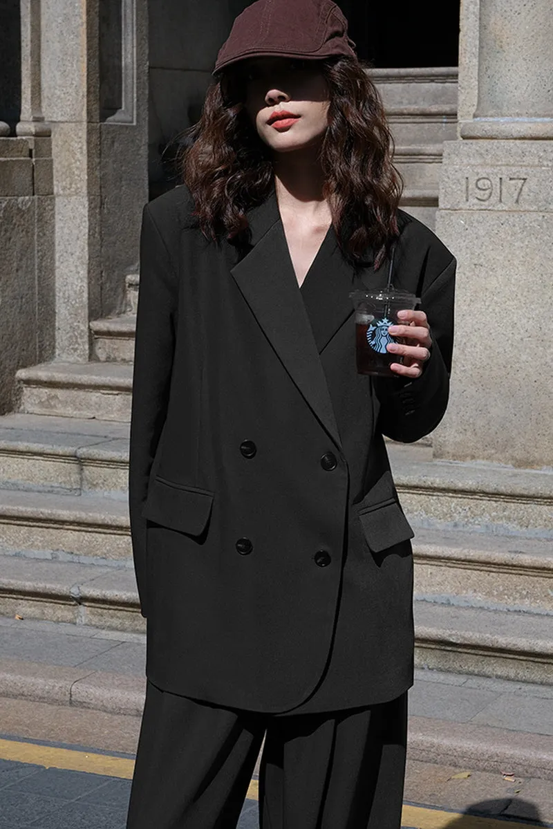Wide-Leg Blazer Suit & Two-Piece Set with Long Pants