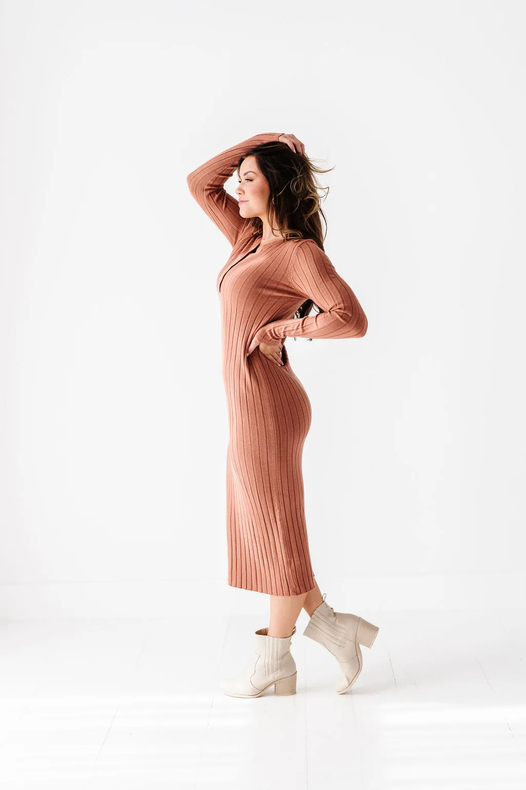Willow Sweater Dress in Adobe