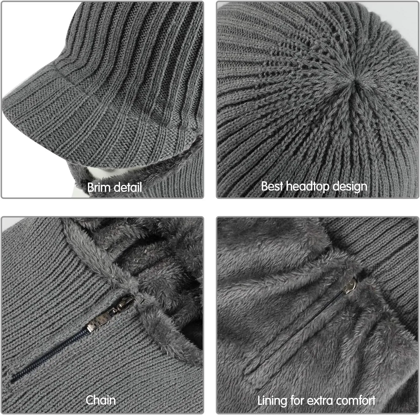 Winter Knitted Balaclava Beanie Hat Warm Cycling Ski Mask, Women Windproof Hood, Balaclavas Heavyweight Thermal Fleece