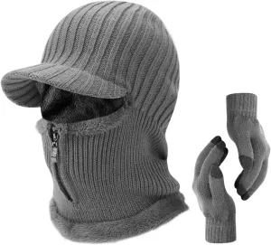 Winter Knitted Balaclava Beanie Hat Warm Cycling Ski Mask, Women Windproof Hood, Balaclavas Heavyweight Thermal Fleece