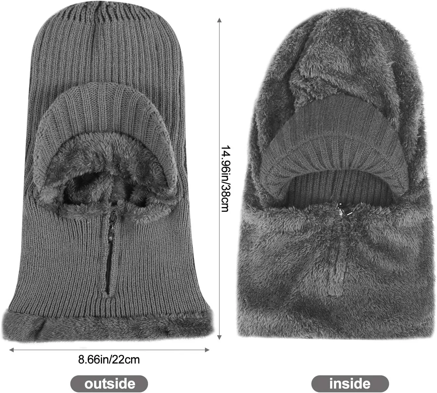 Winter Knitted Balaclava Beanie Hat Warm Cycling Ski Mask, Women Windproof Hood, Balaclavas Heavyweight Thermal Fleece