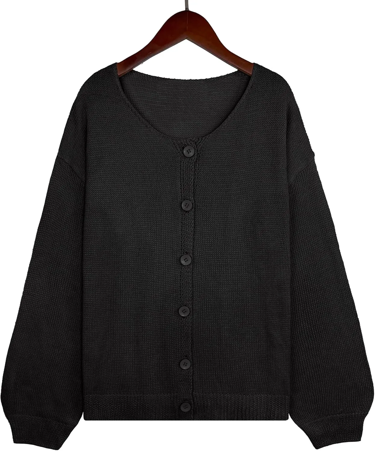 Womens Oversized Lightweight Sheer Button Cardigan Spring 2025 Trendy Solid Ribbed Knit Long Sleeve Thin Sweater
