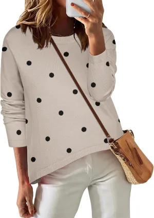 Zeagoo Sweaters for Women Fall Outfits Trendy 2024 Long Sleeve Crew Neck Knit Pullover Sweater Tops