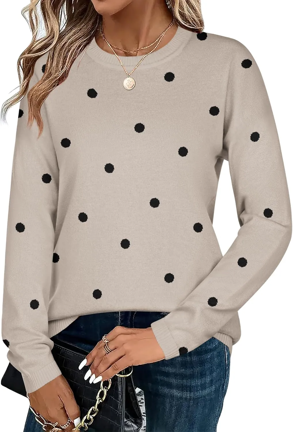 Zeagoo Sweaters for Women Fall Outfits Trendy 2024 Long Sleeve Crew Neck Knit Pullover Sweater Tops