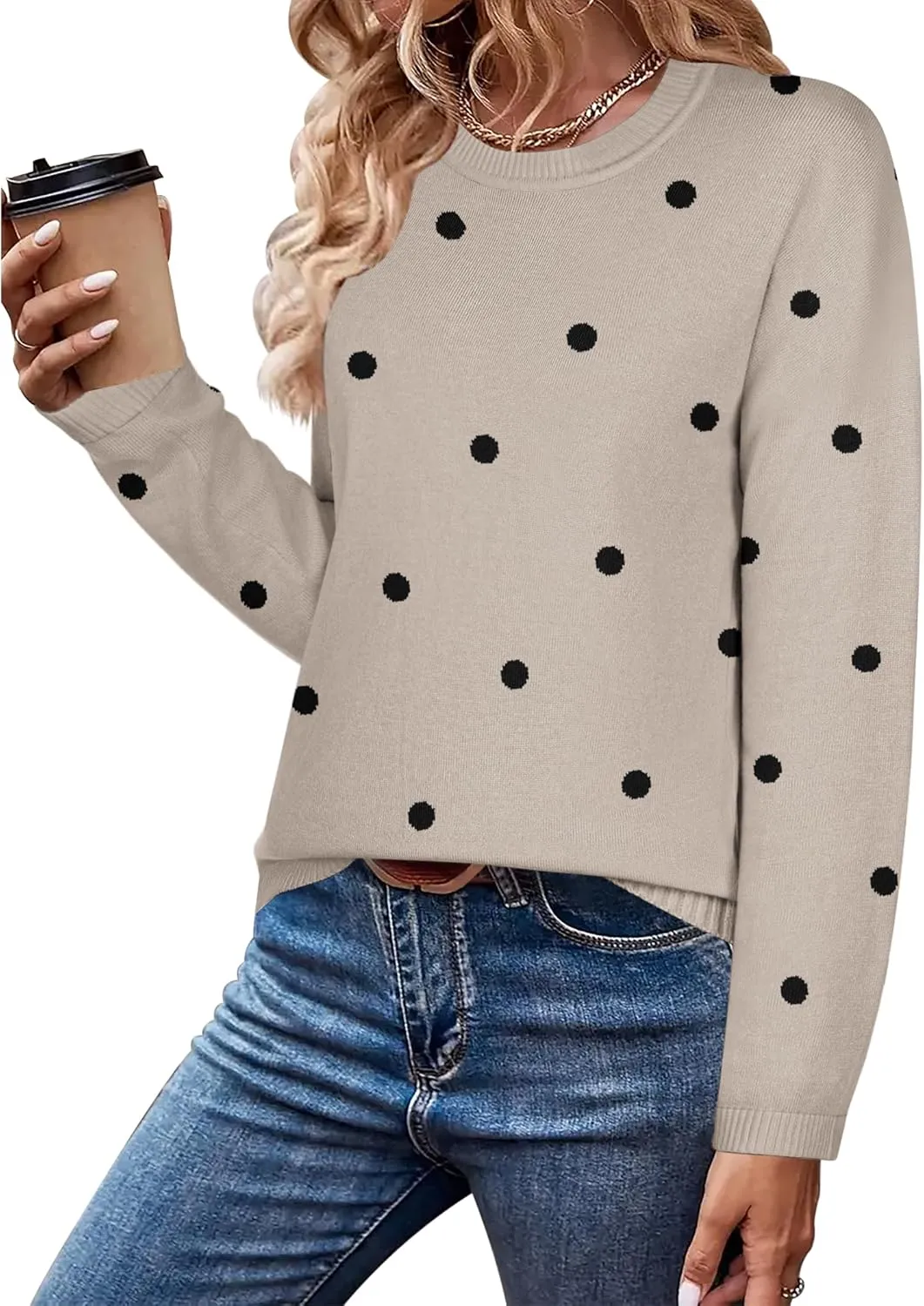 Zeagoo Sweaters for Women Fall Outfits Trendy 2024 Long Sleeve Crew Neck Knit Pullover Sweater Tops